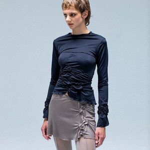 Chaos Bolero Black Long-Sleeve Ruched Top